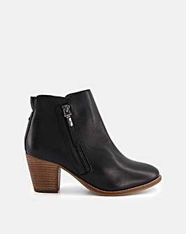 Dune Paicey Leather Mid Block Heeled Ankle Boots D Fit