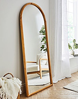 Light Wood Arch Leaner Mirror