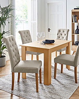 Dakota 4 Seater Dining Table with 4 Ava Button Back Chairs