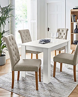 Dakota 4 Seater Dining Table with 4 Ava Button Back Chairs