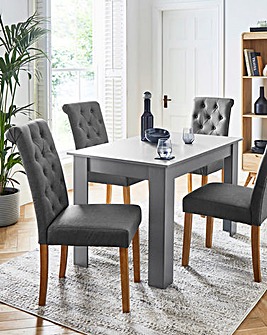 Dakota 4 Seater Dining Table with 4 Ava Button Back Chairs