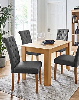 Dakota 4 Seater Dining Table with 4 Ava Button Back Chairs