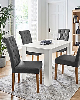 Dakota 4 Seater Dining Table with 4 Ava Button Back Chairs