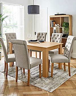 Dakota 6 Seater Dining Table with 6 Ava Button Back Chairs