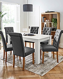 Dakota 6 Seater Dining Table with 6 Ava Button Back Chairs