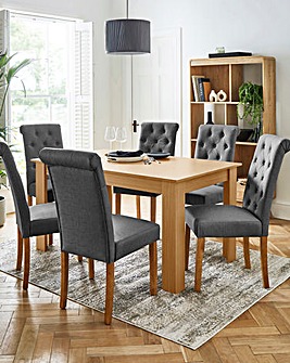 Dakota 6 Seater Dining Table with 6 Ava Button Back Chairs