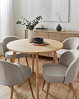 Oslo Round Dining Table with 4 Emilie Fabric Chairs