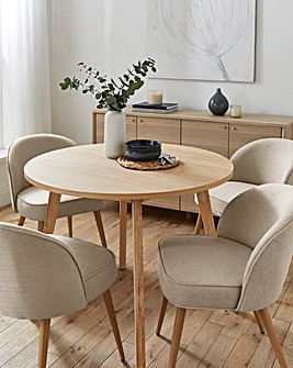 Oslo Round Dining Table with 4 Emilie Fabric Chairs