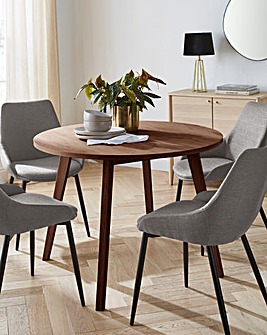 Oslo Round Dining Table with 4 Etta Fabric Chairs