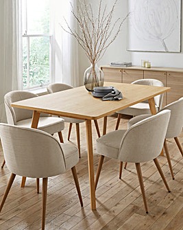 Oslo Dining Table with 6 Emilie Fabric Chairs