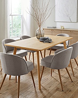 Oslo Dining Table with 6 Emilie Fabric Chairs