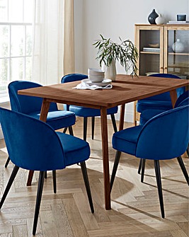 Oslo Dining Table with 6 Emilie Velvet Chairs