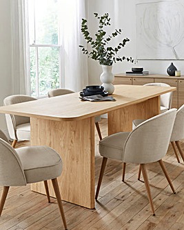 Oslo Panel End Dining Table with 6 Emilie Fabric Chairs