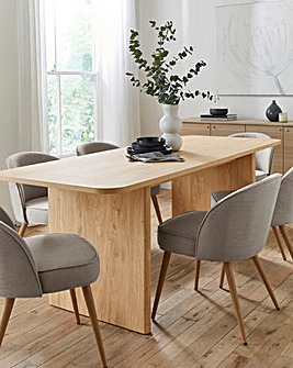 Oslo Panel End Dining Table with 6 Emilie Fabric Chairs