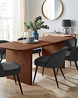 Oslo Panel End Dining Table with 6 Emilie Velvet Chairs