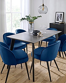 Hale Dining Table with 6 Emilie Velvet Chairs