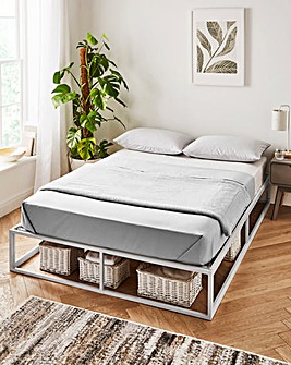 Manhattan Metal Platform Bed Frame with 3 Layer Memory Foam Hybrid Mattress