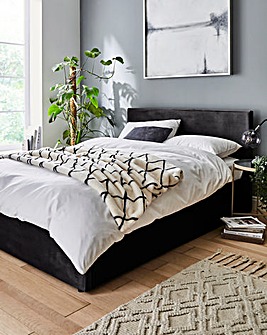 Hayden Velvet Ottoman Bed with 3 Layer Memory Foam Hybrid Mattress