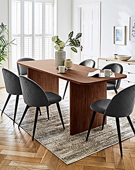 Gray & Osbourn Oslo Walnut Panel End Dining Table with 6 Klara Chairs