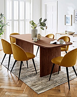 Gray & Osbourn Oslo Walnut Panel End Dining Table with 6 Klara Chairs