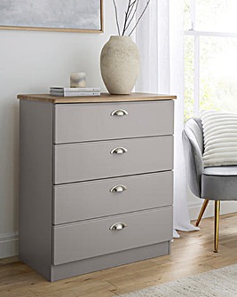 Brooke Ready Assembled 4 Drawer Chest - Grey