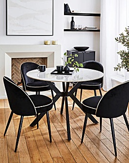 Brock Round Dining Table with 4 Camille Chairs