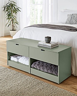Ellison Ready Assembled 2 Drawer Bed Box - Green