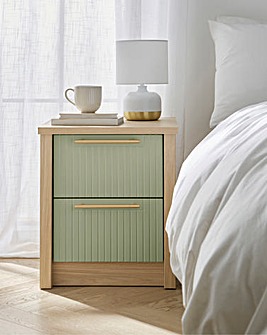 Peyton Ready Assembled 2 Drawer Bedside Chest - Sage