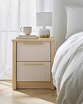 Peyton Ready Assembled 2 Drawer Bedside Chest - Natural