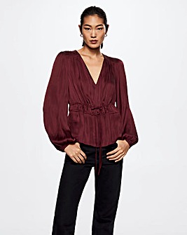 Mango Warm Bow Satin Blouse