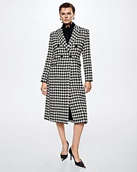 Mango Bingo Houndstooth Wool-Blend Coat