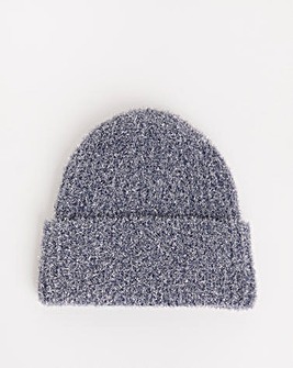 Navy Fluffy Lurex Beanie