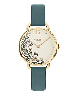 Radley Ladies Floral Dial Watch With Teal Leather Strap