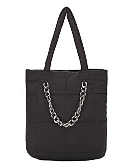 Oversized Quilted Chain Shopper Bag