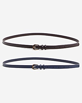 Pack of 2 Brown/Navy Jeans Belts