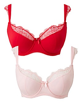 2 Pack Ella Cap Sleeve Red/Pink Bra