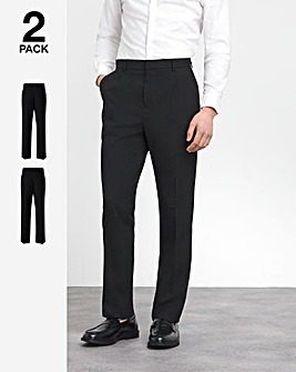 2 Pack Regular Pleat Stretch Formal Trouser