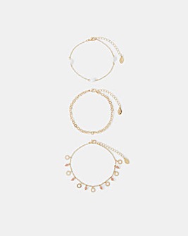 Accessorize 3-Pack Sunshine Charm Anklets