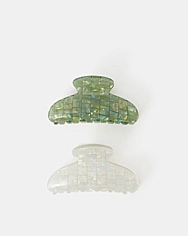 Accessorize 2-Pack Iridescent Tile Claw Clips