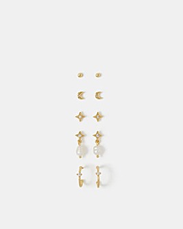 Accessorize 5-Pack 14ct Gold-Plated Earrings