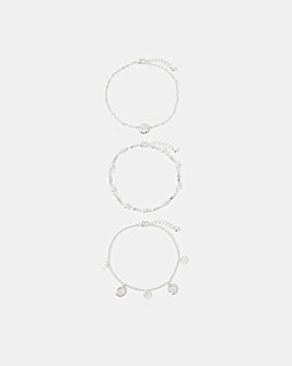 Accessorize 3-Pack Shell Charm Anklets