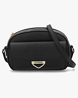 Love Moschino Saffiano Heart Black Cross-Body Bag