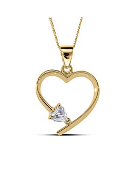 Gold Plated Sterling Silver Birthstone Heart Pendant, 18 inch chain