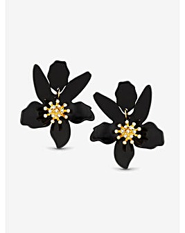 Mood Jet Resin Flower Statement Drop Earrings