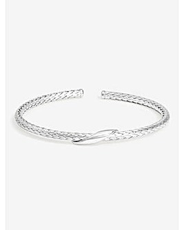 Simply Silver Sterling Silver 925 Textured Polished Cuff