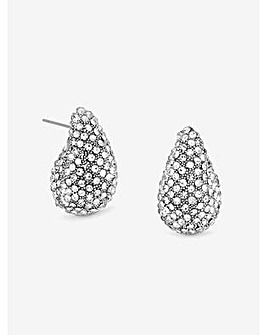 Mood Silver Crystal Dome Stud Earrings