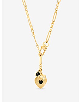 Mood Gold Polished & Jet Heart Charm Necklace