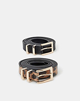 Accessorize 2-Pack Skinny Belts