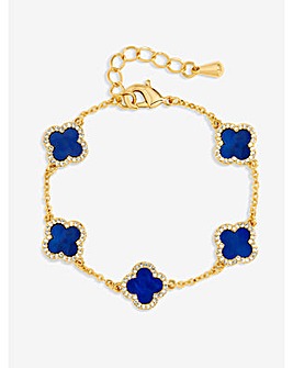 Jon Richard Gold Plated Lapis Clover Bracelet