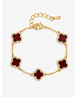 Jon Richard Gold Plated Carnelian Clover Bracelet